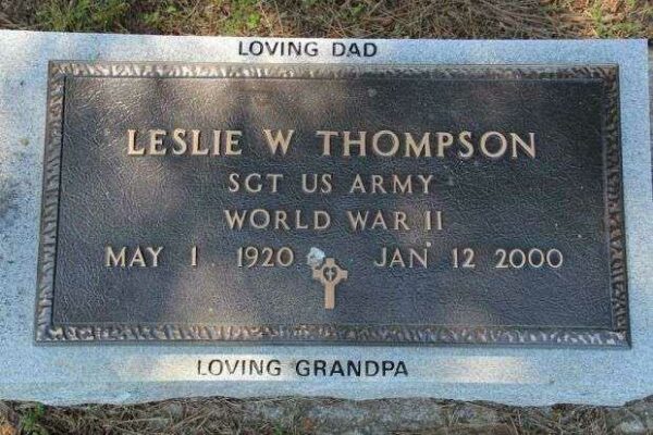 LESLIE W THOMPSON MEMORIAL CEMETERY STONE