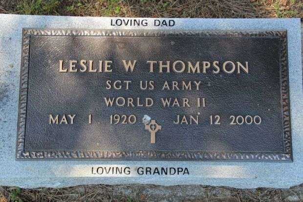 LESLIE W THOMPSON MEMORIAL CEMETERY STONE
