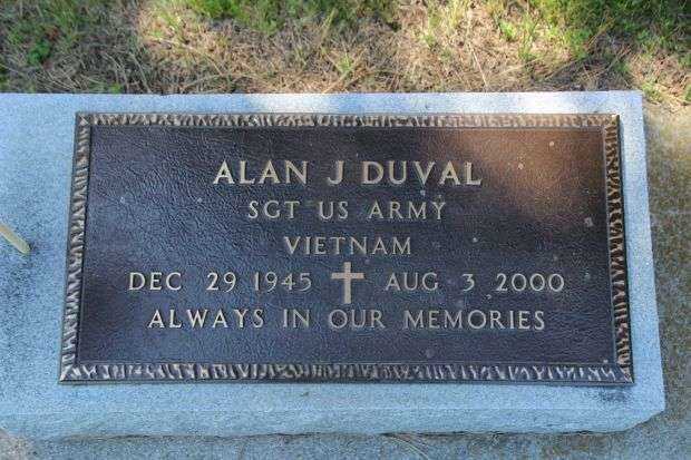 ALAN J DUVAL MEMORIAL CEMETERY STONE