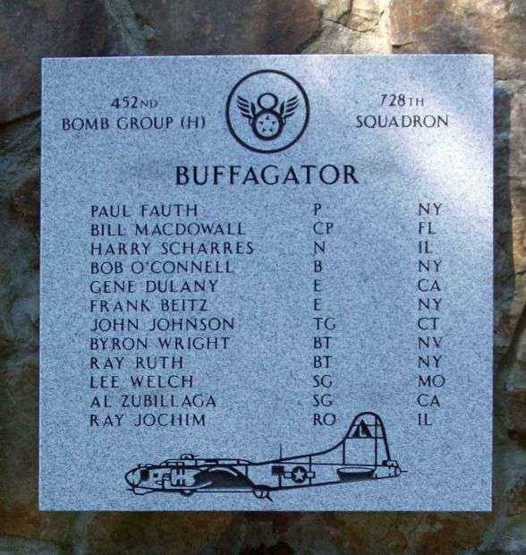 “BUFFAGATOR” B-17 WAR MEMORIAL PLAQUE