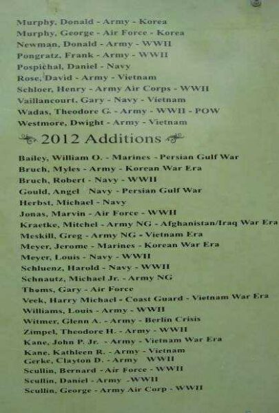 BUTTERNUT AREA VETERANS MEMORIAL HONOR ROLL PLAQUE W