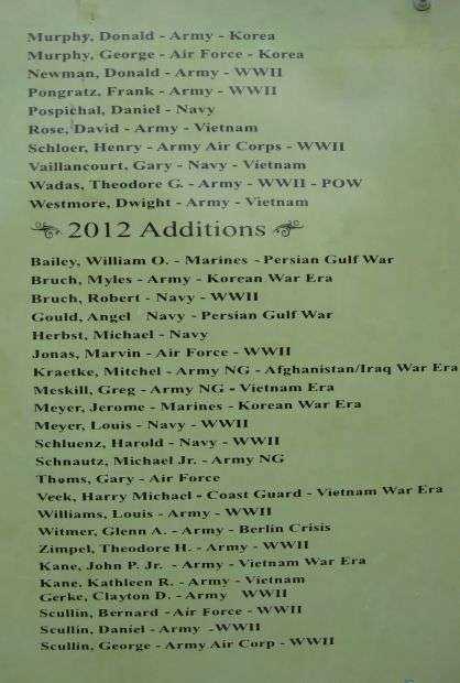 BUTTERNUT AREA VETERANS MEMORIAL HONOR ROLL PLAQUE W