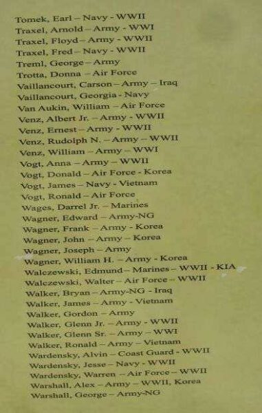 BUTTERNUT AREA VETERANS MEMORIAL HONOR ROLL PLAQUE T