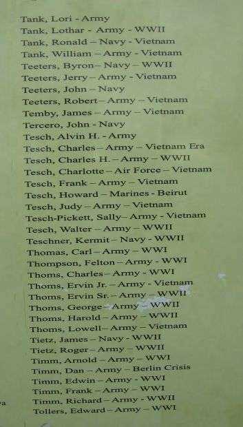 BUTTERNUT AREA VETERANS MEMORIAL HONOR ROLL PLAQUE S