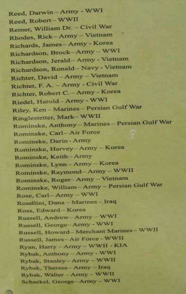 BUTTERNUT AREA VETERANS MEMORIAL HONOR ROLL PLAQUE O