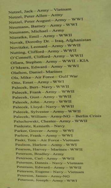 BUTTERNUT AREA VETERANS MEMORIAL HONOR ROLL PLAQUE M