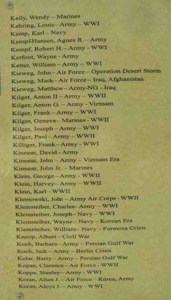 BUTTERNUT AREA VETERANS MEMORIAL HONOR ROLL PLAQUE I