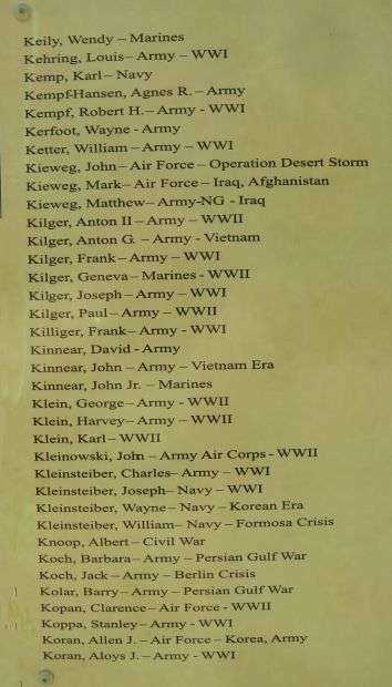 BUTTERNUT AREA VETERANS MEMORIAL HONOR ROLL PLAQUE I