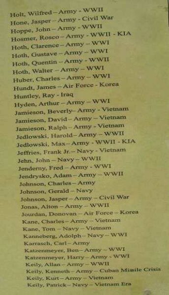 BUTTERNUT AREA VETERANS MEMORIAL HONOR ROLL PLAQUE H