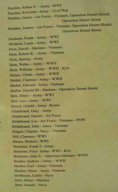 BUTTERNUT AREA VETERANS MEMORIAL HONOR ROLL PLAQUE G