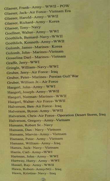 BUTTERNUT AREA VETERANS MEMORIAL HONOR ROLL PLAQUE F