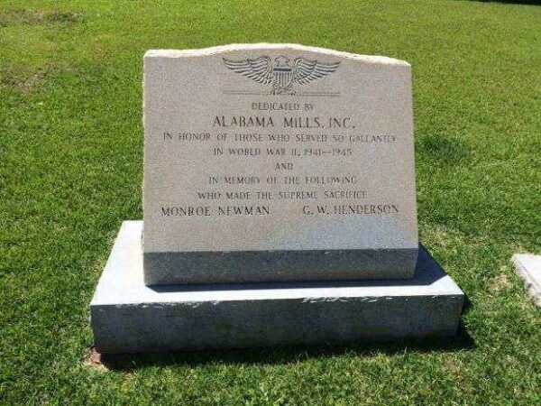 ALABAMA MILLS, INC. WORLD WAR II MEMORIAL DADEVILLE