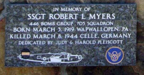 SSGT ROBERT L. MYERS WAR MEMORIAL PLAQUE