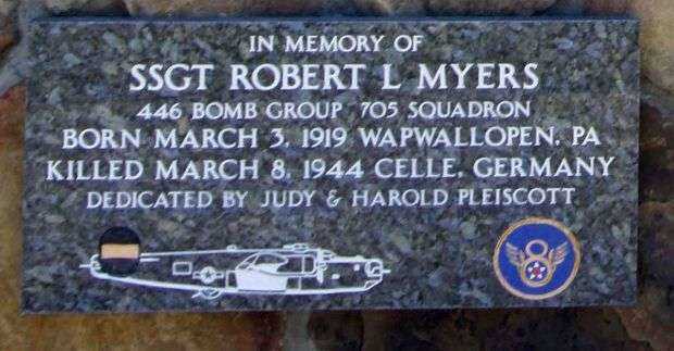 SSGT ROBERT L. MYERS WAR MEMORIAL PLAQUE