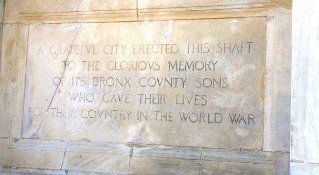 BRONX VICTORY MEMORIAL COLUMN DEDICATION STONE