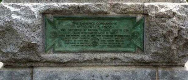 THIS EMINENCE COMMANDING MCGOWN’S PASS MEMORIAL CANNON PLAQUE