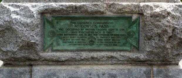 THIS EMINENCE COMMANDING MCGOWN’S PASS MEMORIAL CANNON PLAQUE