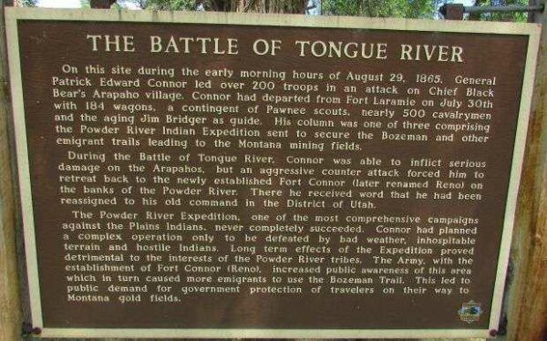 THE BATTLE OF TONGUE RIVER MEMORIAL PLAQUE
