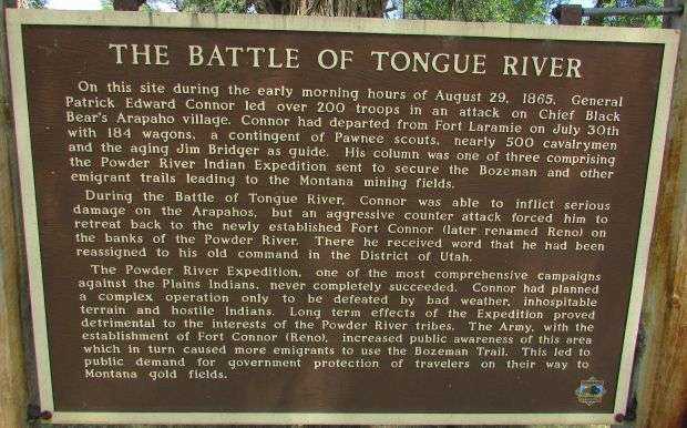 THE BATTLE OF TONGUE RIVER MEMORIAL PLAQUE