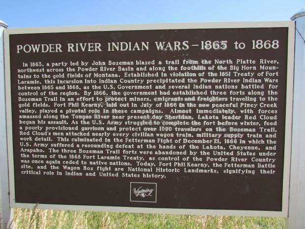 POWDER RIVER INDIAN WARS-1865 TO 1868 MEMORIAL PLAQUE