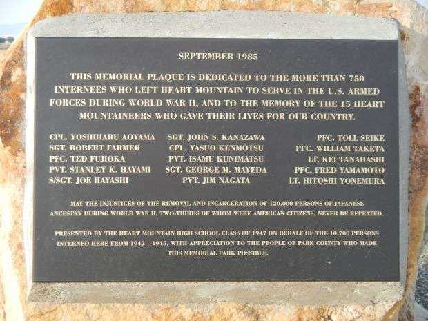 HEART MOUNTAIN WORLD WAR II MEMORIAL PLAQUE