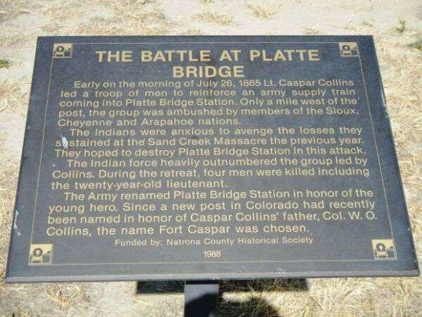 THE BATTLE OF PLATTE BRIDGE MEMORIAL PLAQUE