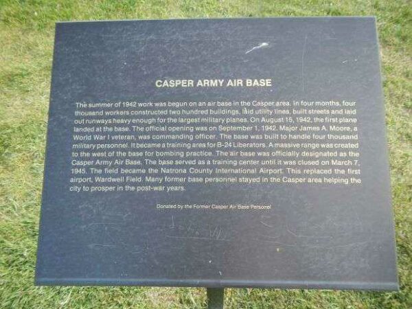 CASPER ARMY AIR BASE MEMORIAL PLAQUE