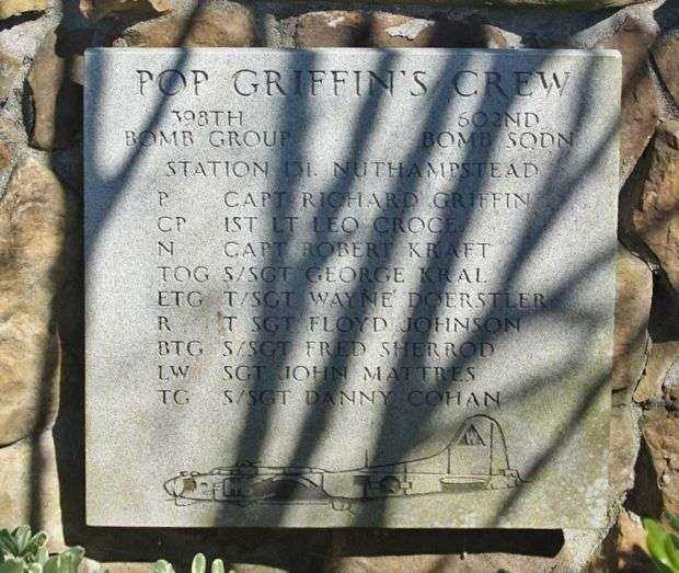 “POP GRIFFIN’S CREW” B-17 WAR MEMORIAL PLAQUE
