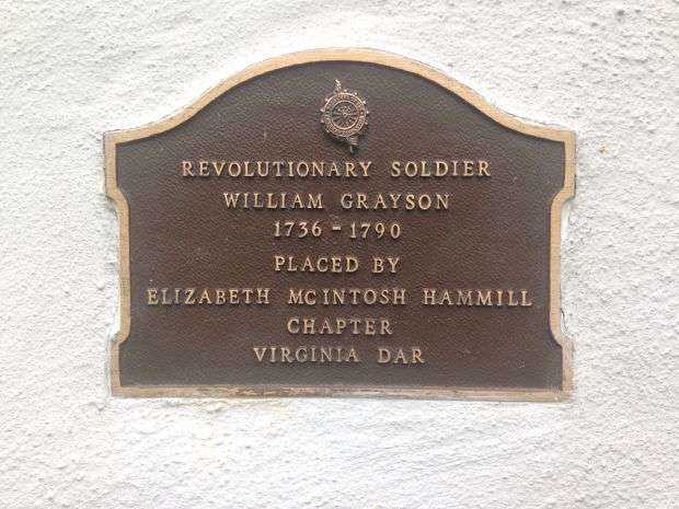 REVOLUTIONARY SOLDIER WILLIAM GRAYSON MEMORIAL PLAQUE