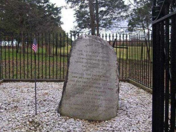 CEDAR CREEK THE 8TH VERMONT VOL’S MEMORIAL