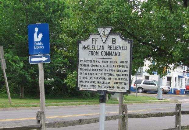 MCCLELLAN RELIEVED FROM COMMAND MEMORIAL MARKER