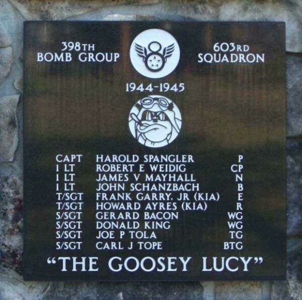 “THE GOOSEY LUCY” B-17 WAR MEMORIAL PLAQUE