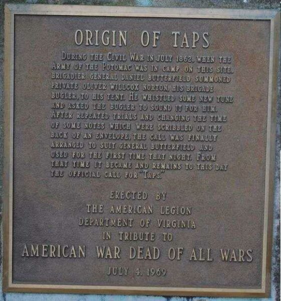 ORIGIN OF TAPS WAR MEMORIAL PLAQUE