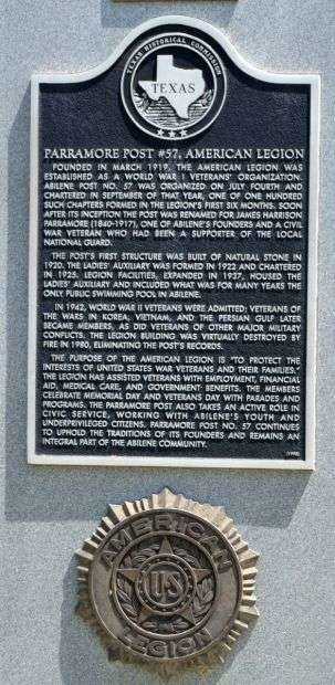 PARRAMORE POST #57 AMERICAN LEGION MEMORIAL PLAQUE