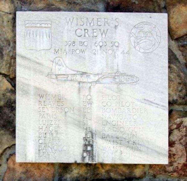 “WISMER’S CREW” B-17 WAR MEMORIAL PLAQUE