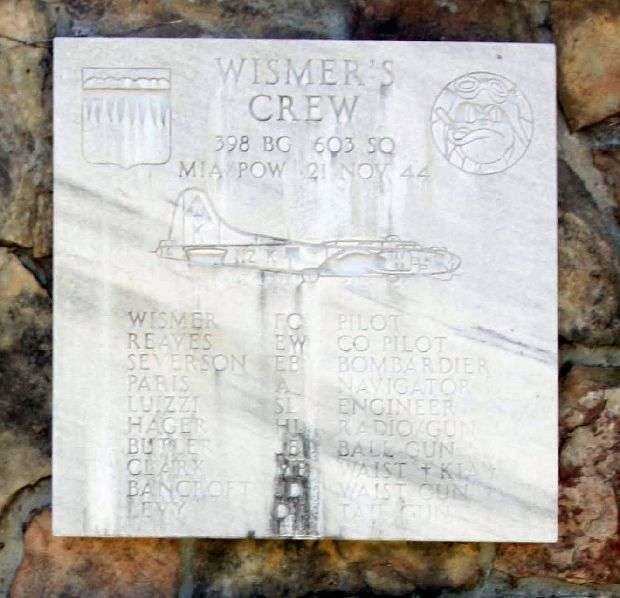 “WISMER’S CREW” B-17 WAR MEMORIAL PLAQUE