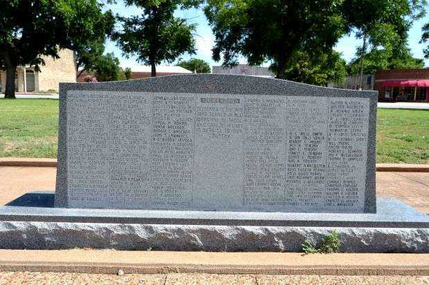SHACKELFORD COUNTY WAR MEMORIAL CENTER STONE BACK