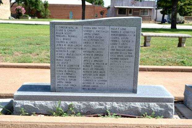 SHACKELFORD COUNTY WAR MEMORIAL LEFT STONE BACK