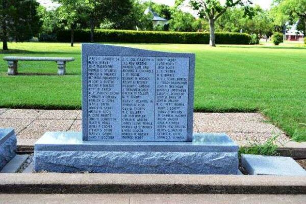 SHACKELFORD COUNTY WAR MEMORIAL RIGHT STONE FRONT