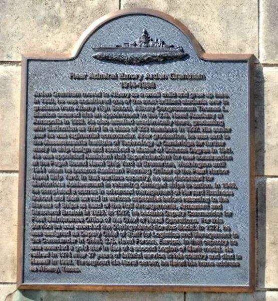 REAR ADMIRAL EMORY ARDEN GRANTHAM MEMORIAL PLAQUE