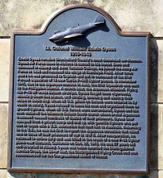 LT. COLONEL WILLIAM EDWIN DYESS MEMORIAL PLAQUE