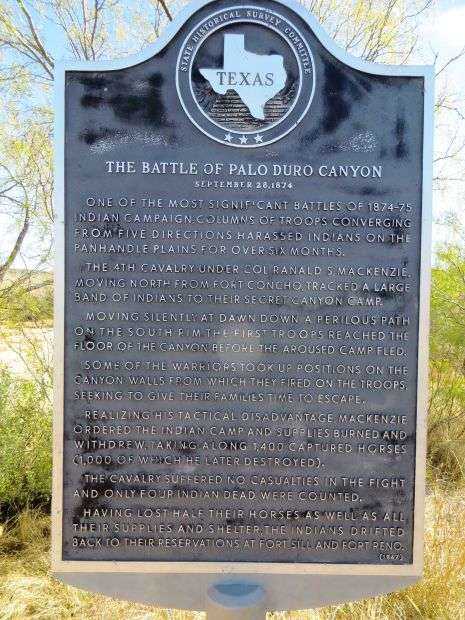 THE BATTLE OF PALO DURO CANYON MEMORIAL PLAQUE