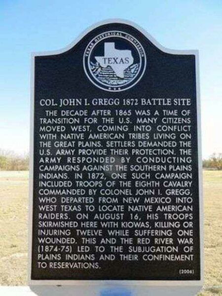 COL. JOHN I. GREGG 1872 BATTLE SITE MEMORIAL PLAQUE