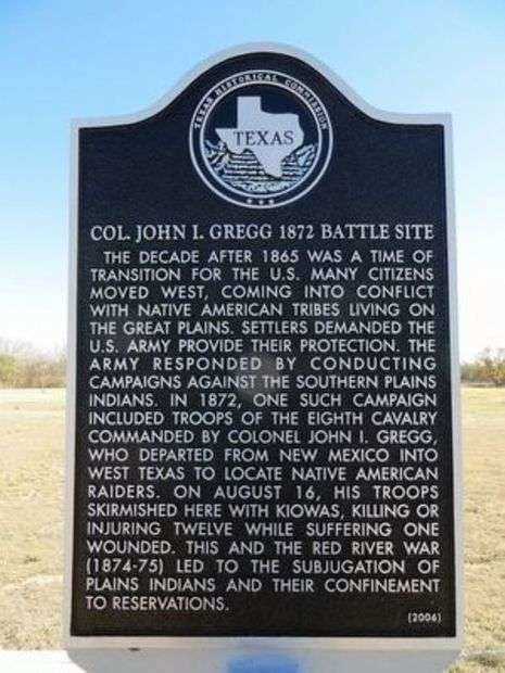 COL. JOHN I. GREGG 1872 BATTLE SITE MEMORIAL PLAQUE