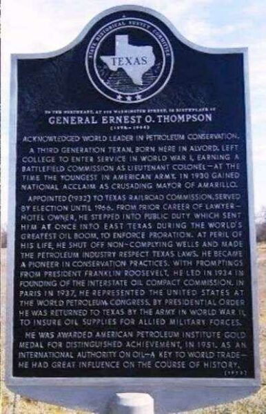 GENERAL ERNEST O. THOMPSON MEMORIAL PLAQUE