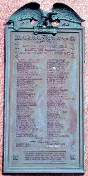 GALVESTON WORLD WAR I HONOR ROLL MEMORIAL PLAQUE