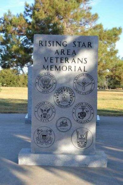 RISING STAR AREA VETERANS MEMORIAL DEDICATION STONE FRONT