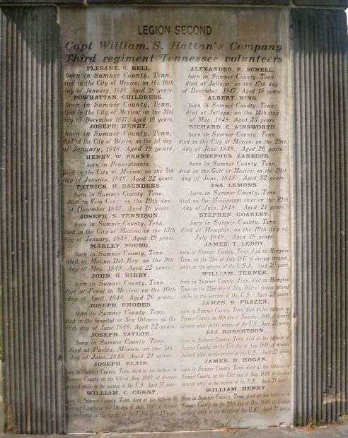 SUMMER COUNTY MEXICAN AMERICAN WAR MONUMENT SIDE D