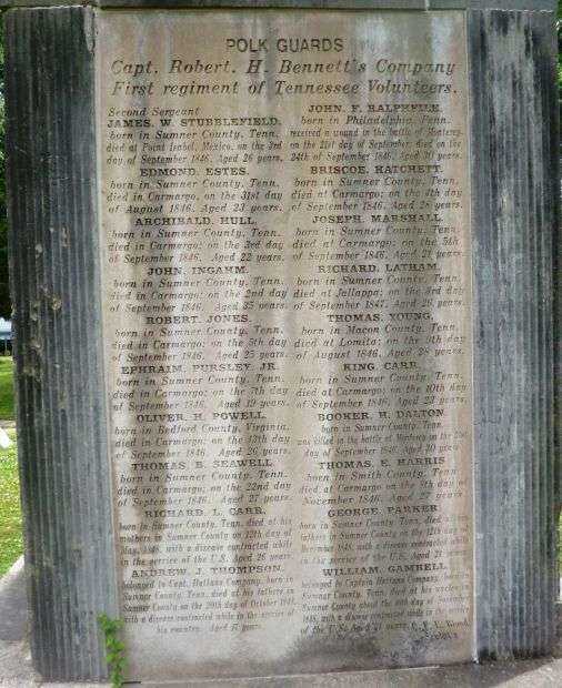 SUMMER COUNTY MEXICAN AMERICAN WAR MONUMENT SIDE C