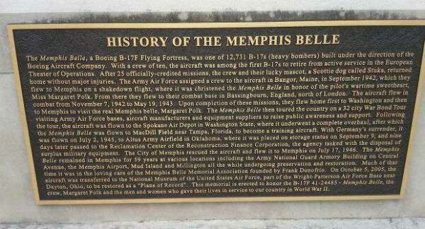 MEMPHIS BELLE WAR MEMORIAL PLAQUE B